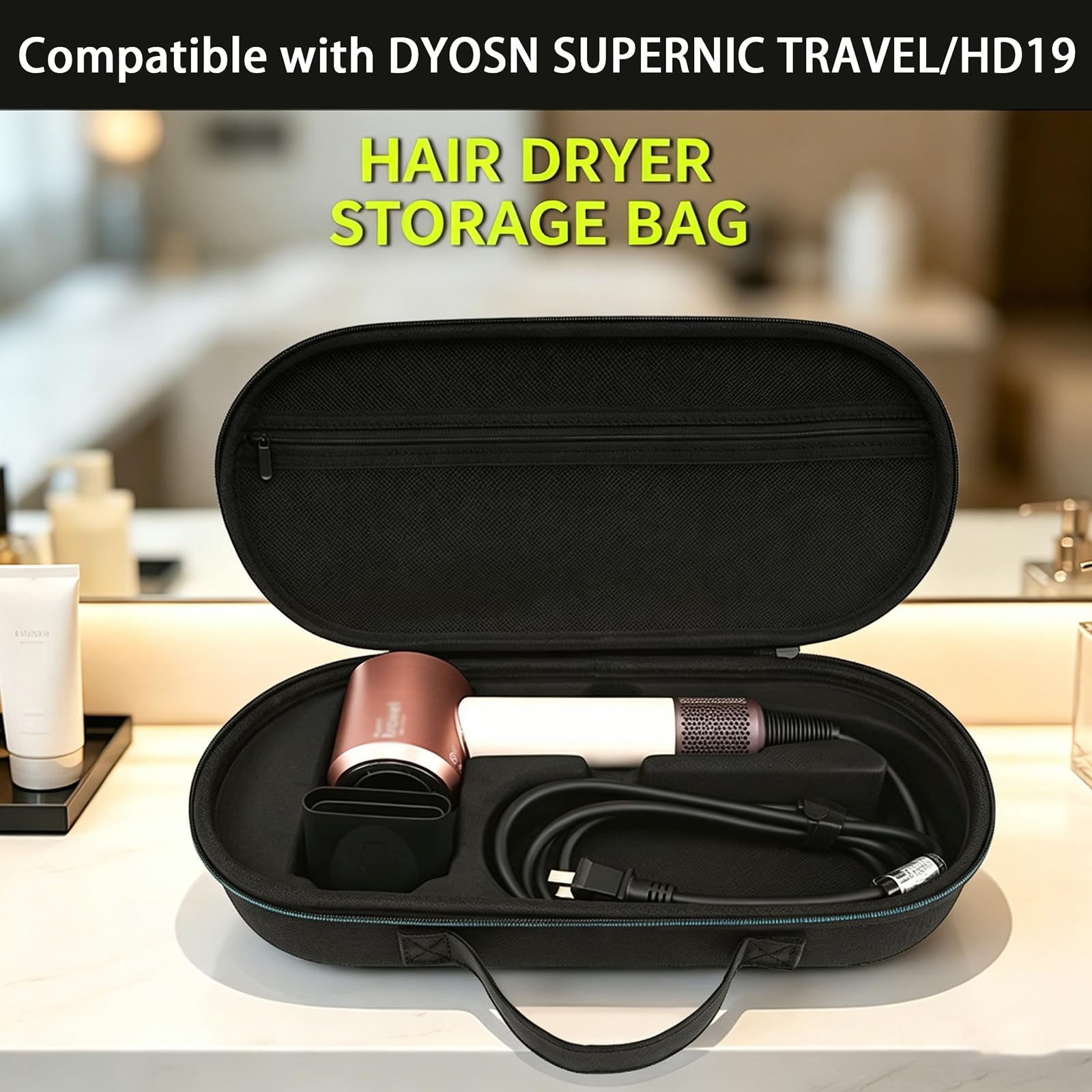 Funda de transporte compatible con Dy-Son Supernic Travel/HD19, tela Oxford impermeable, a prueba de golpes y resistente a los arañazos, bolsa de almacenamiento de viaje para secador de
