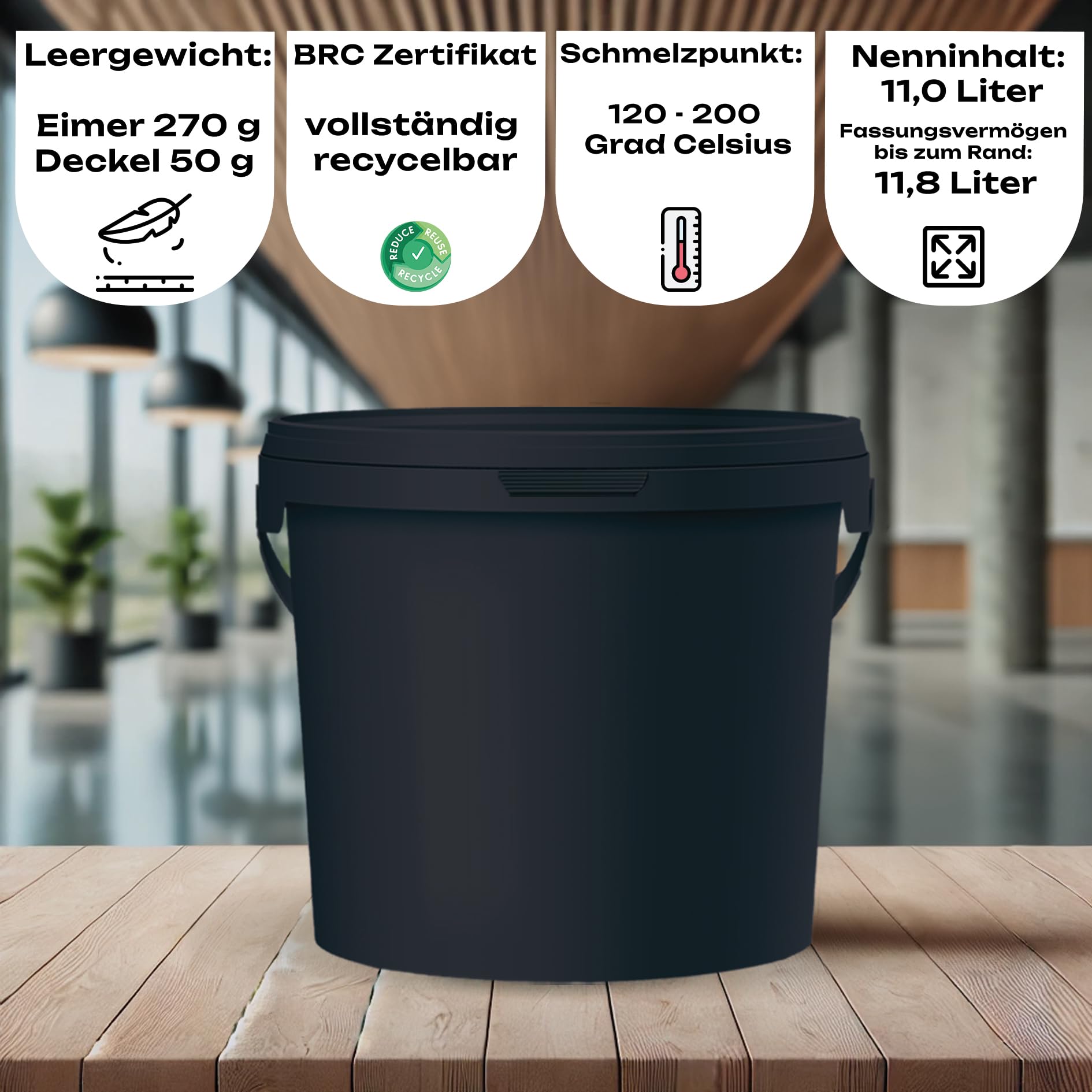 POSH Cubo con tapa, 3 x 10 l, apto para alimentos, color negro, con asa, a prueba de olores, herméticos y a prueba de fugas, de plástico resistente