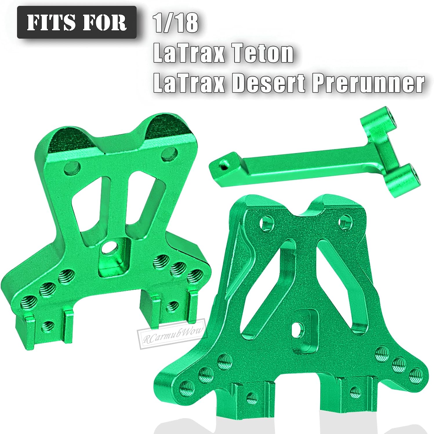RC Shock Tower & Brace Upgrades Part for 1/18 LaTrax Teton,LaTrax Desert Prerunner,Aluminium Front Rear Shock Tower & Brace Hops Up,Replace #7637,Green image 2