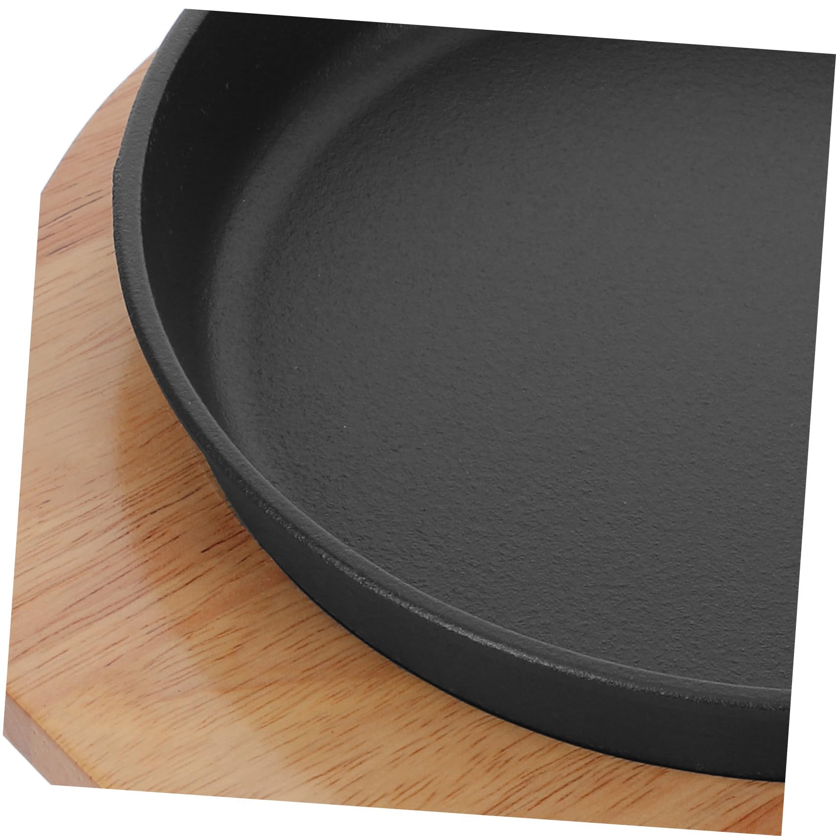 Zerodeko Bistecchiera in Ghisa Rotonda, Piastra Spessa Nera Base in Legno | Cottura Indoor e Ristorante, Design Circolare Salvaspazio, per Carne e Verdure