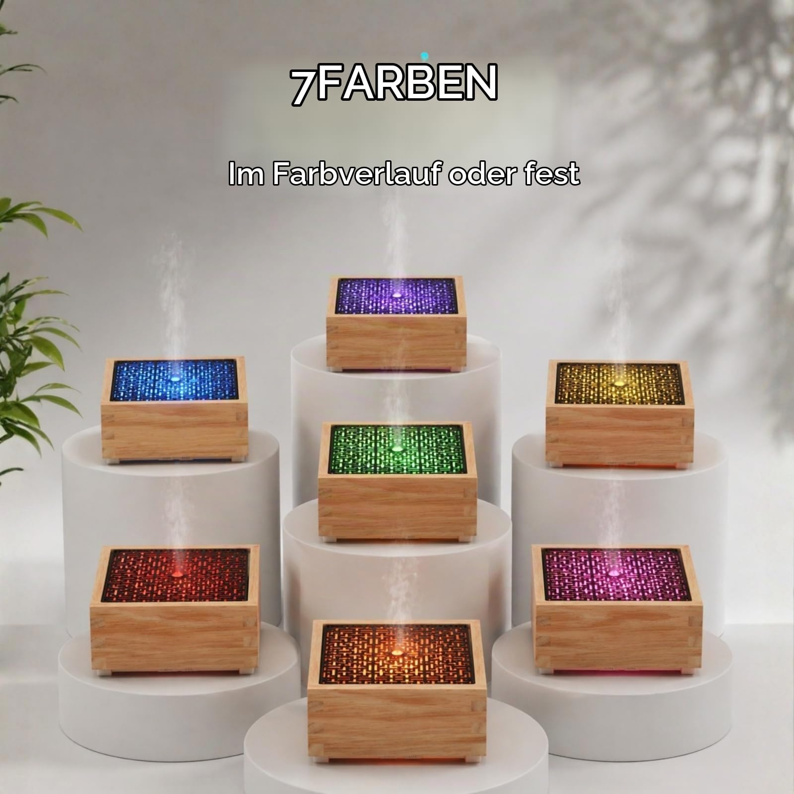 Zen'Arôme - Diffusor Kaori - Luftbefeuchter für ätherische Öle - Ultraschall-Aromatherapie-Vernebler - Elektrische Duftlampe in Naturholz-Design mit LED-Beleuchtung und automatischer Abschaltung