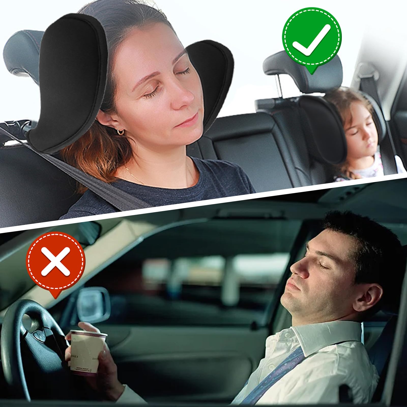 Appui-tête réglable pour Auto, Enfants & Adultes | Mousse à mémoire haute qualité, réglable et ergonomique – le soutien idéal pour les longs trajets en voiture.