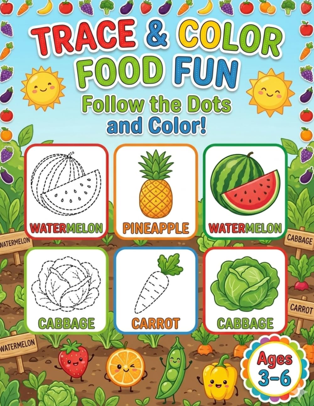Fruits & Vegetables Tracing and Coloring Book for Toddlers: Learn Fruits & Vegetables Names with Fun Tracing and Coloring Activities for Ages 2-5