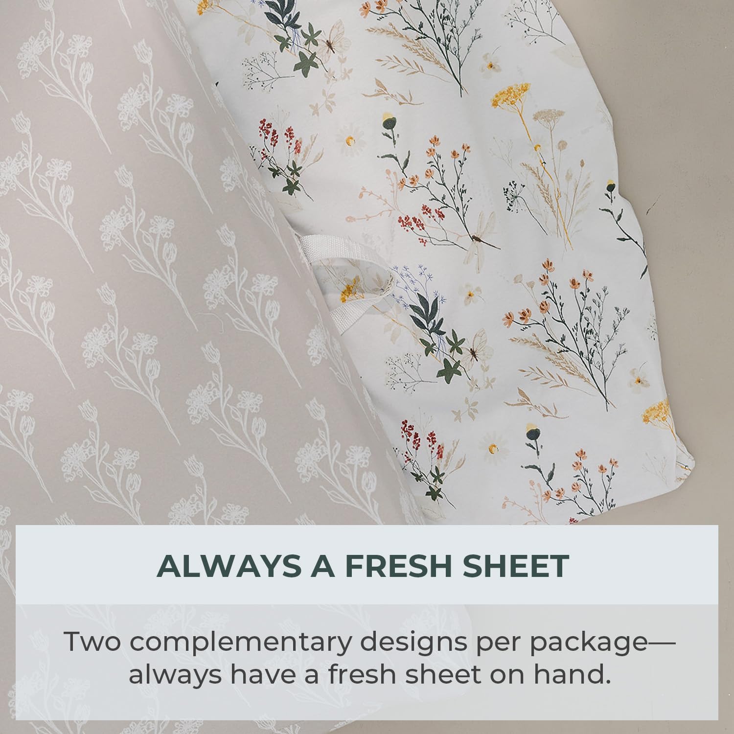 Pobibaby - 2 Pack Premium Changing Pad Cover - Ultra-Soft Jersey Knit, Stylish Floral Pattern, Safe and Snug for Baby (Wildflower)