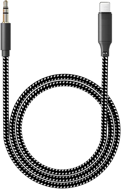 Aux Cable for iPhone in Car 3.5mm Aux Cord Aux lead Compatible with iPhone Works for Car Stereo (Black)
