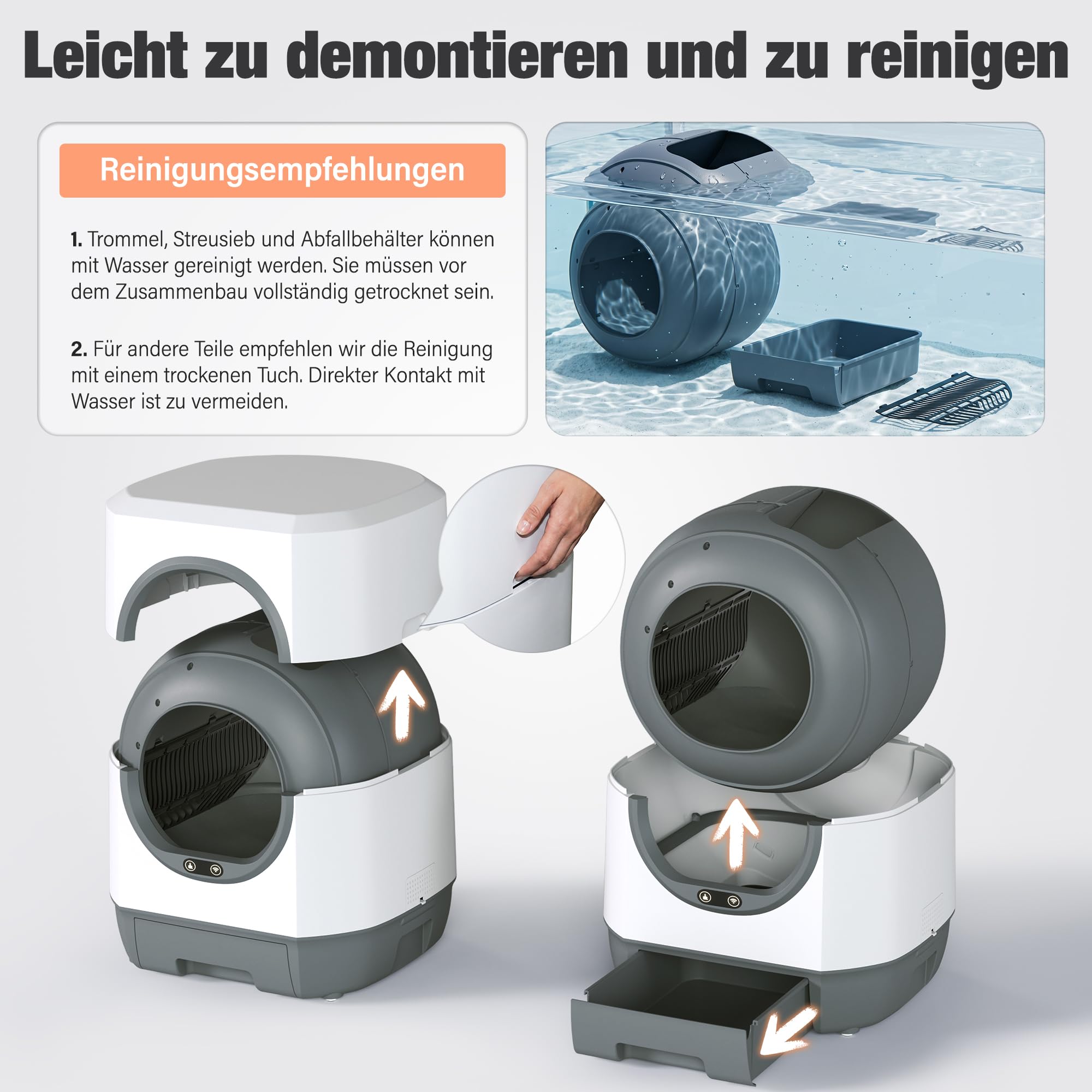 Katzenklo Selbstreinigend, 90L Selbstreinigende Katzentoilette | 12 Sicherheitssensoren,App-Steuerung,Geruchskontrolle, Elektrisches Katzenklo groß Automatisches Katzenklo für mehrere Katzen