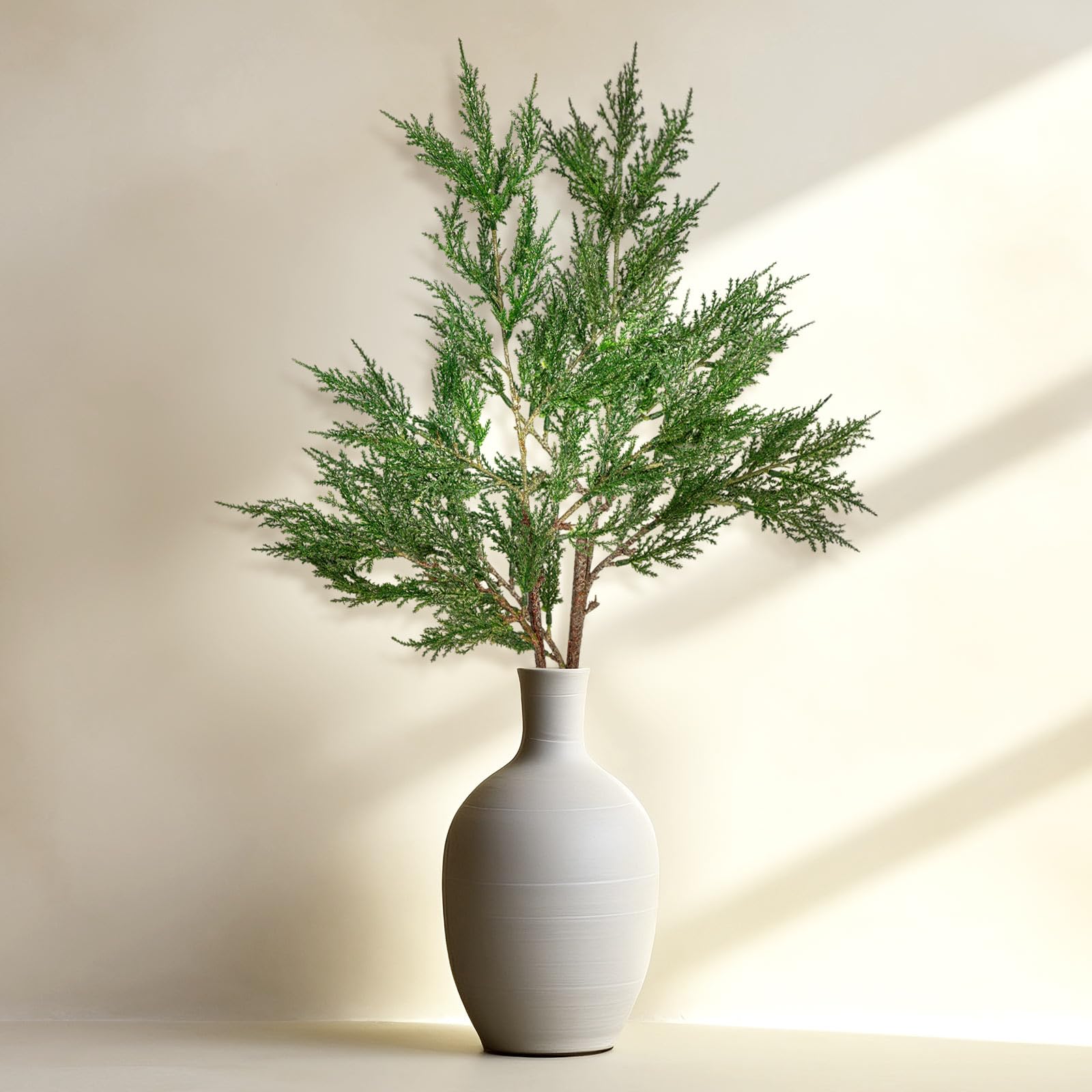 Giegxin 2 Pack Large Christmas Cypress Stems 38" Artificial Pine Branches Picks Greenery Stems Faux Winter Norfolk Stems for Vases Xmas Home Garden Farmhouse Table Mantel Decor