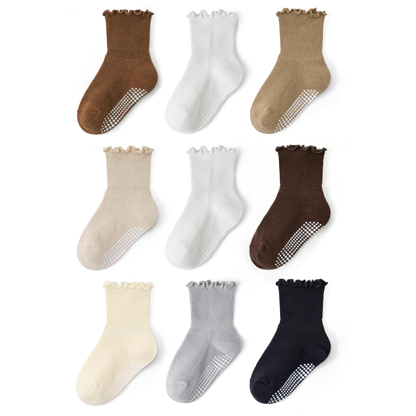 Baby Toddler Essentials Non-Slip Crew Socks for Unisex Boys Girls