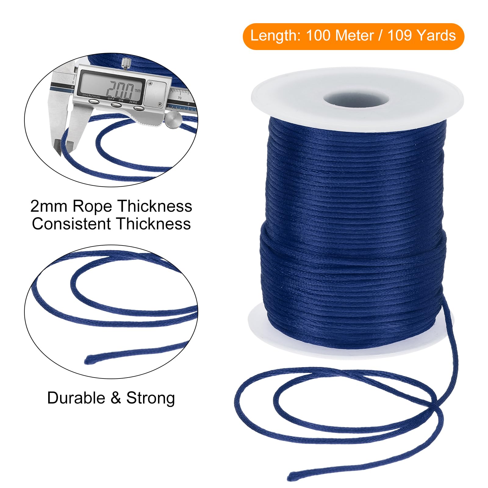uxcell 109 Yards 2mm Satin String Cord - Image 2