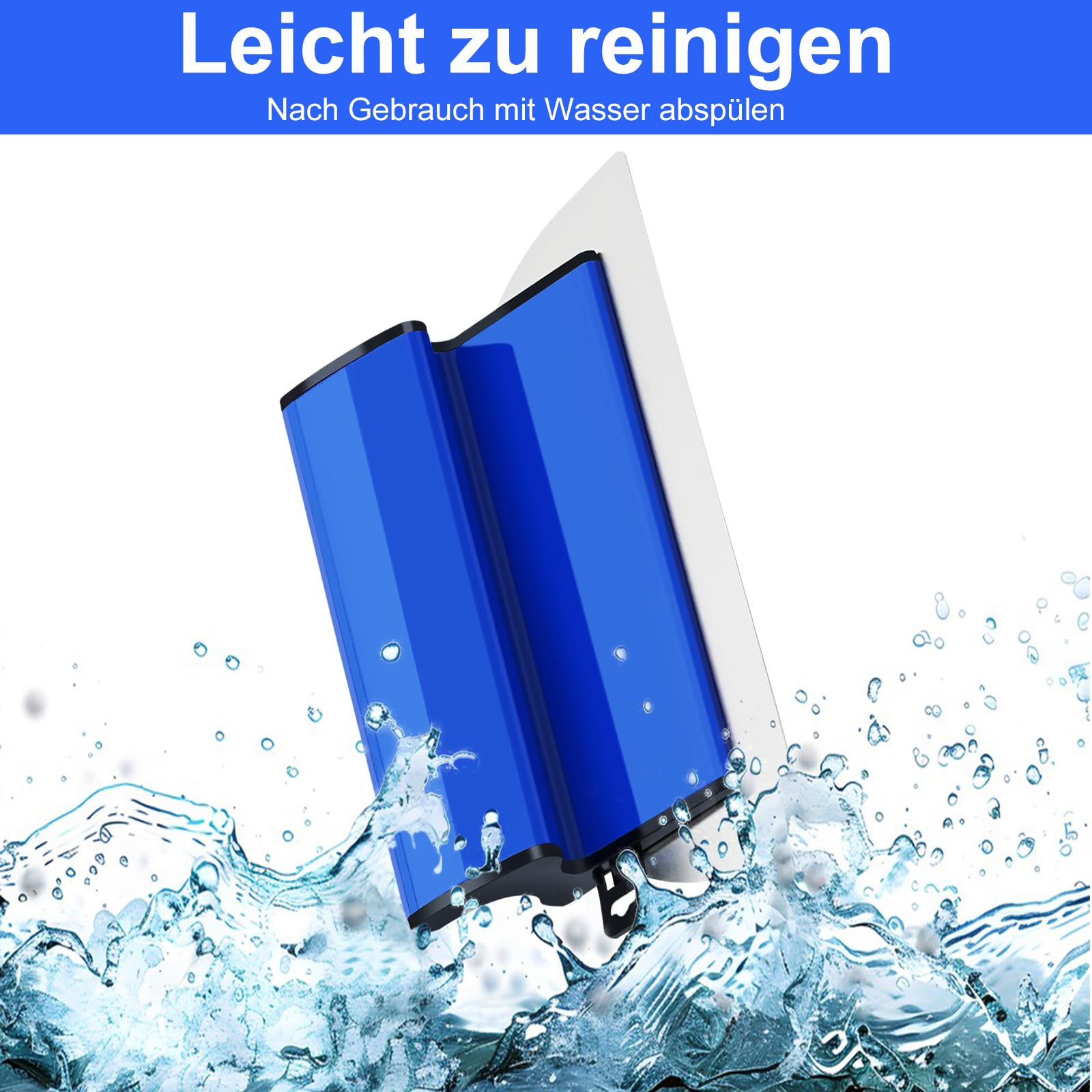 25CM Flächenspachtel – Edelstahl spachtel Glätteklinge (0.45 mm) mit Klingenschutz,Spachtel werkzeug Für große Arbeitsbereich Wand Dekoration,Blau