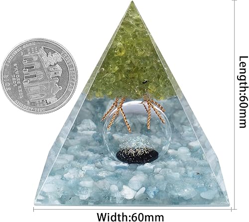 Miniatura 2 de Rockcloud Árbol de la vida Pirámide de cristal con esfera de cristal para decoración del hogar y la oficina, generador de energía para meditación,