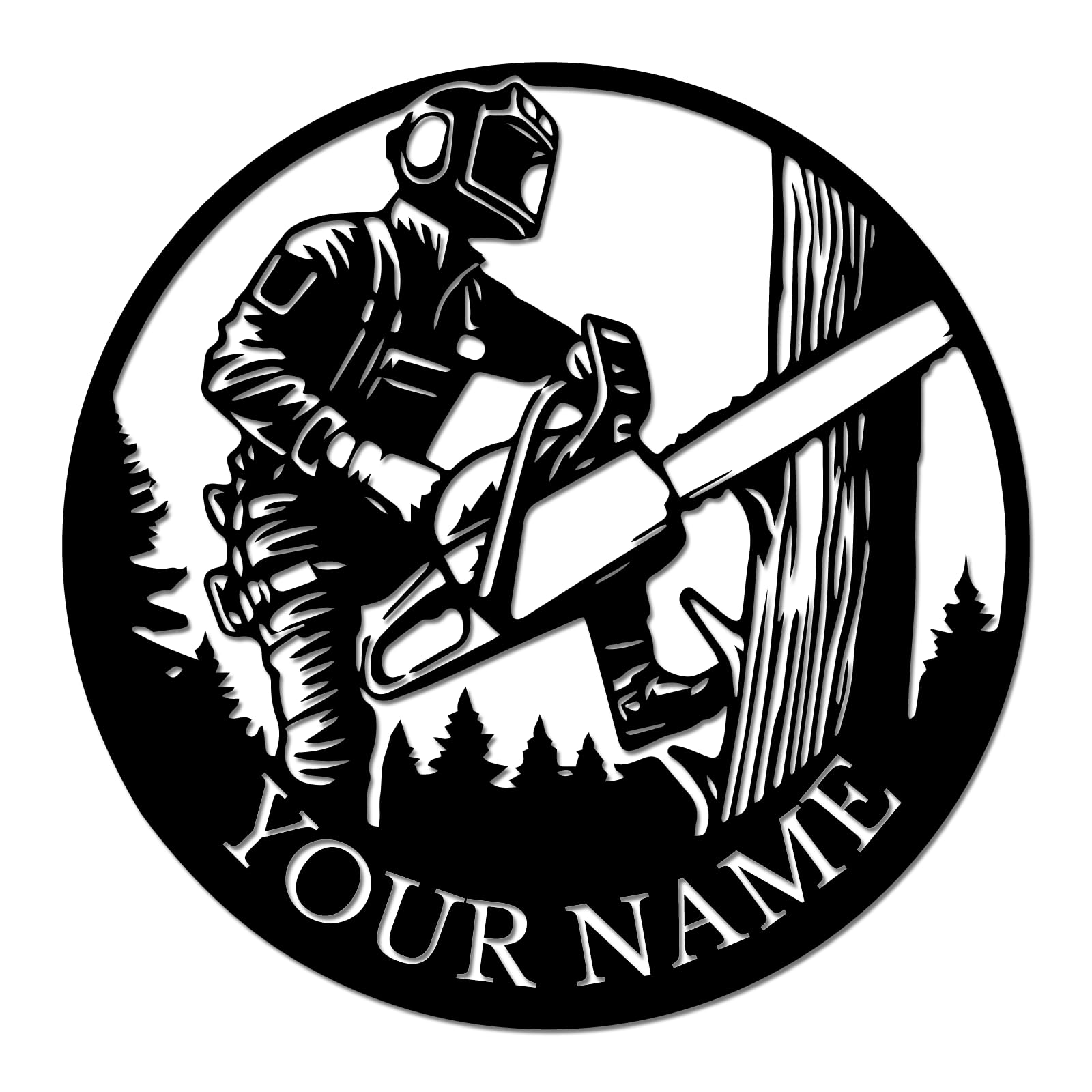 Personalized Woodworker Metal Sign, Custom Chainsaw & Saw Blade Wall Art, Rustic Lumberjack Decor, Carpenter Gift, Man Cave or Workshop Plaque (Style-5)