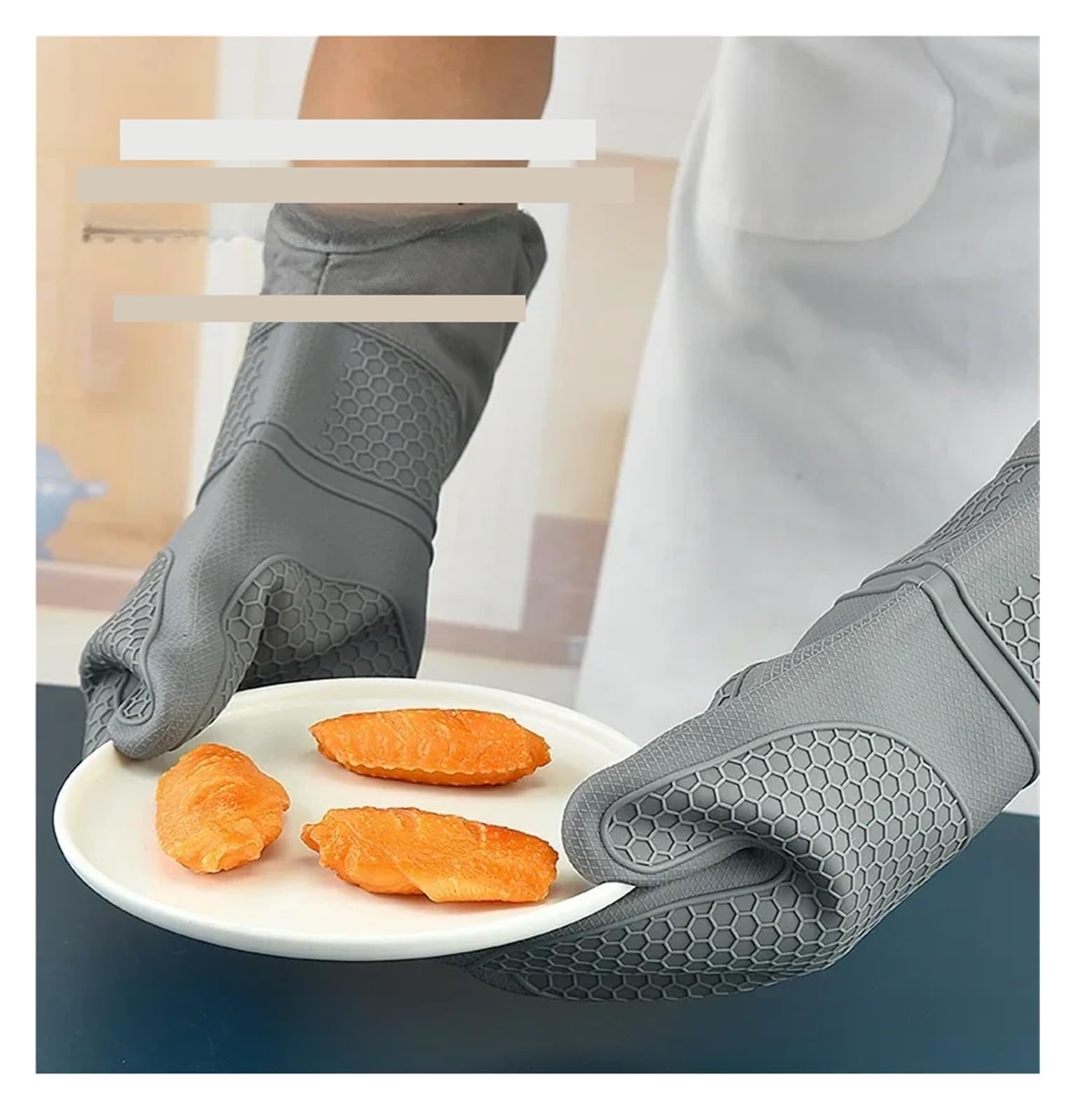 Set de guantes de horno de silicona, kit de 6 piezas con soportes y tapetes
