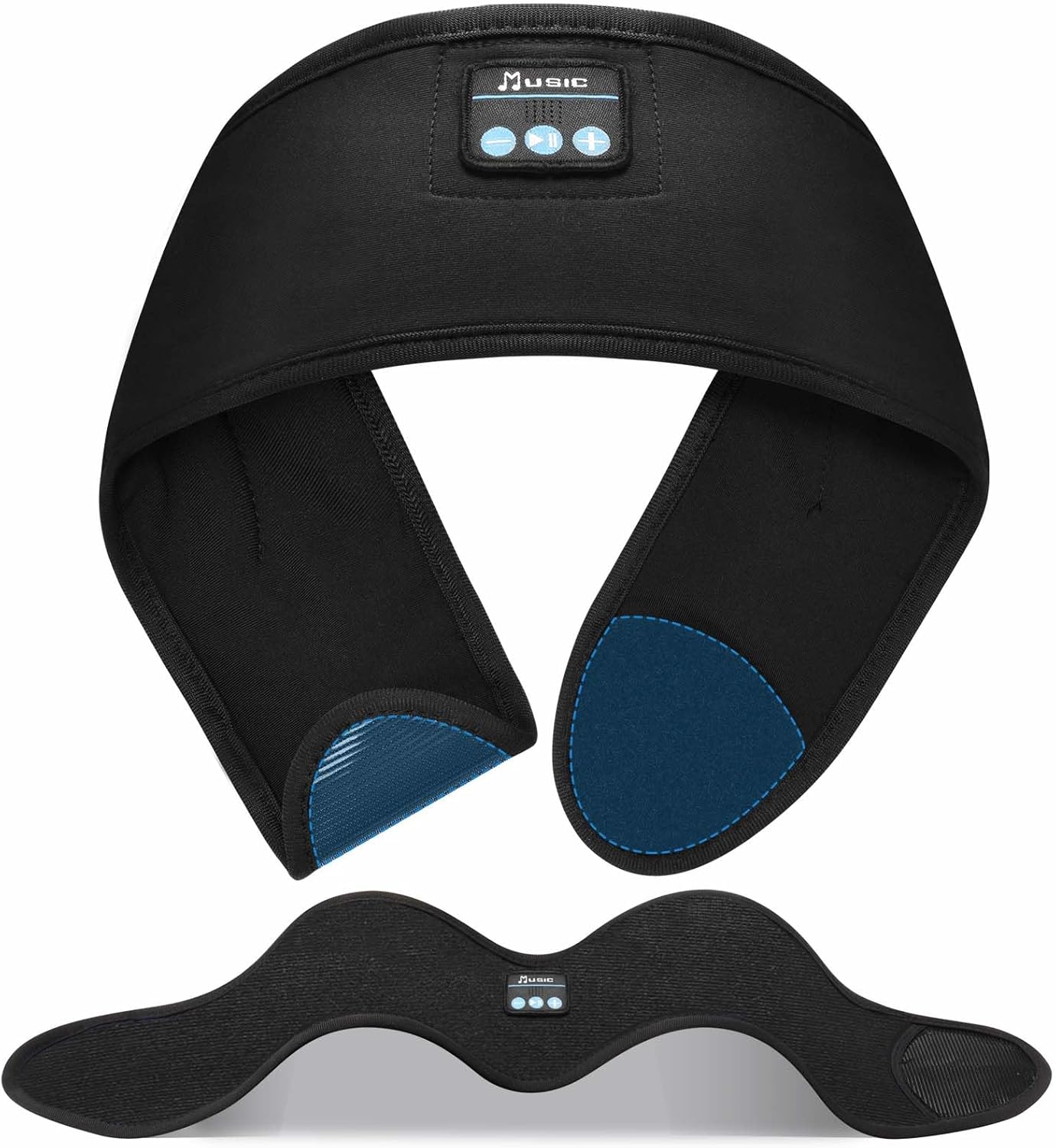 Adjustable Headband Headphones — Sleeping Headphones — Headband Headphones with Ultra-Thin Speakers — Wireless Headband Headphones for Side Sleepers, Yoga, Running, Workout, Travel (Black)