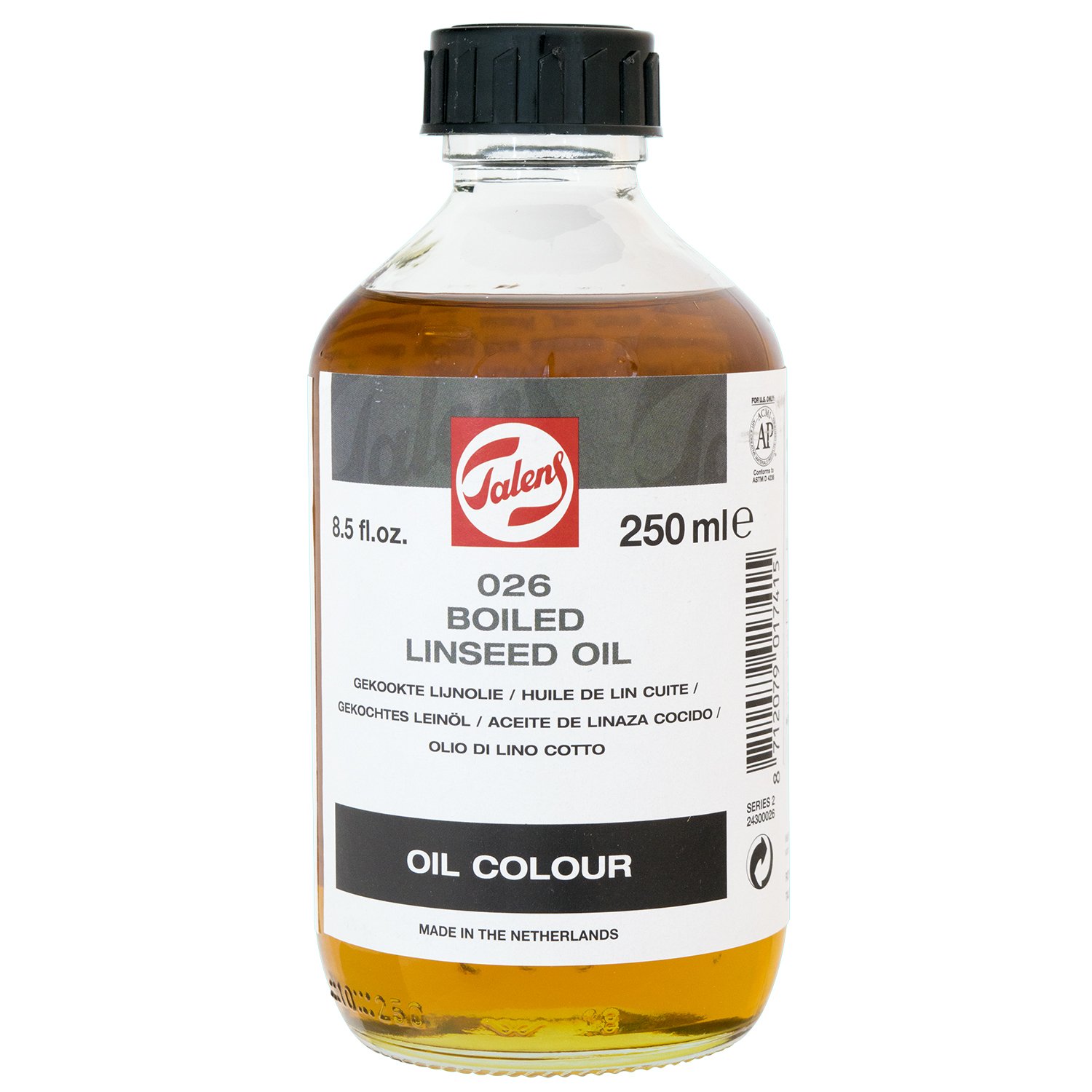 Huile de lin cuite Talens flacon 250ml dans l'atelier de l'artiste