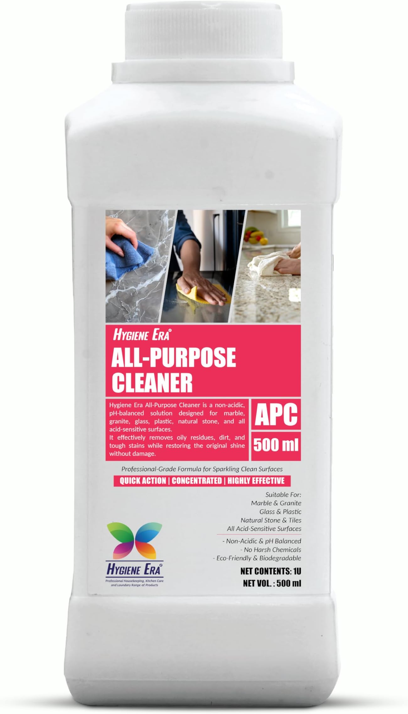 All-Purpose Cleaner 500ml | Non-Acidic pH Balanced Multi-Surface Cleaner for Marble, Granite, Tiles, Kitchen Countertops, Glass & Plastic | Biodegradable Concentrated Formula