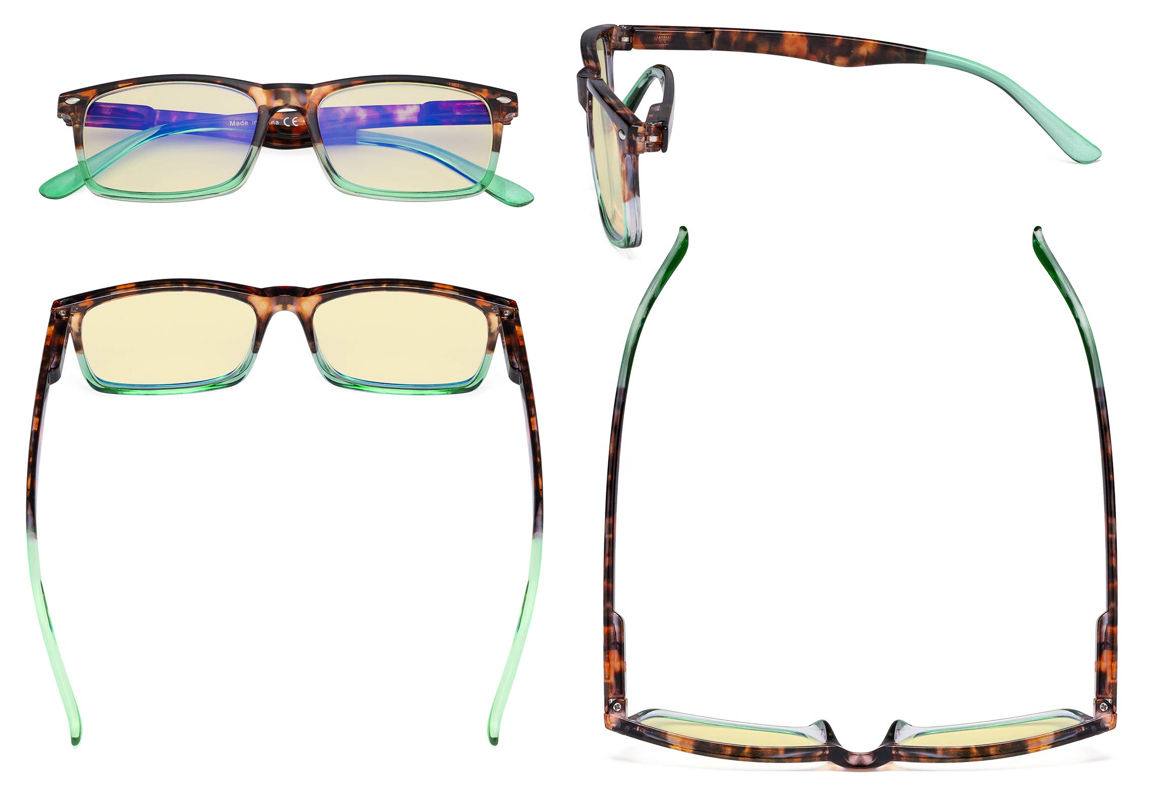 Eyekepper Blue Light Blocking Reading Glasses Men Women with Yellow Filter Lens - Comfort Computer Readers - Tortoise/Green +2.50 - Image 3