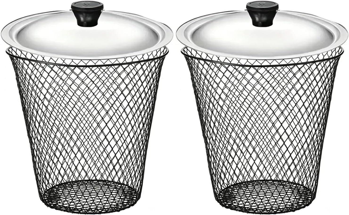 In Ground Worm Compost Bin - 2 Pack Metal Mesh Composter with Lid, Organic Waste Recycler | Nutrient Soil Fertilizer Maker for Kitchen Scraps Gardening Urban Farming Backyard Use