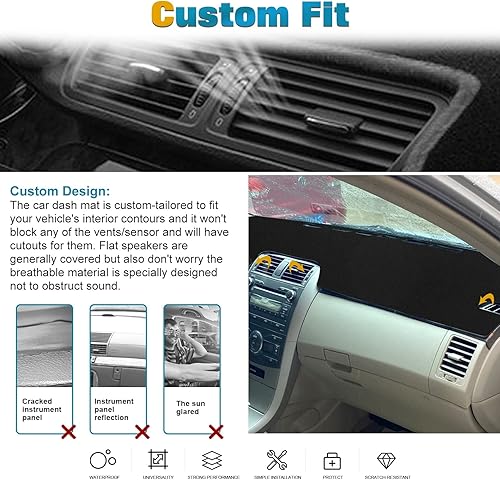 Miniatura 6 de x xotic tech Alfombrilla para consola central para tablero de instrumentos precortada, antideslizante, protector solar antirreflejos, cubierta