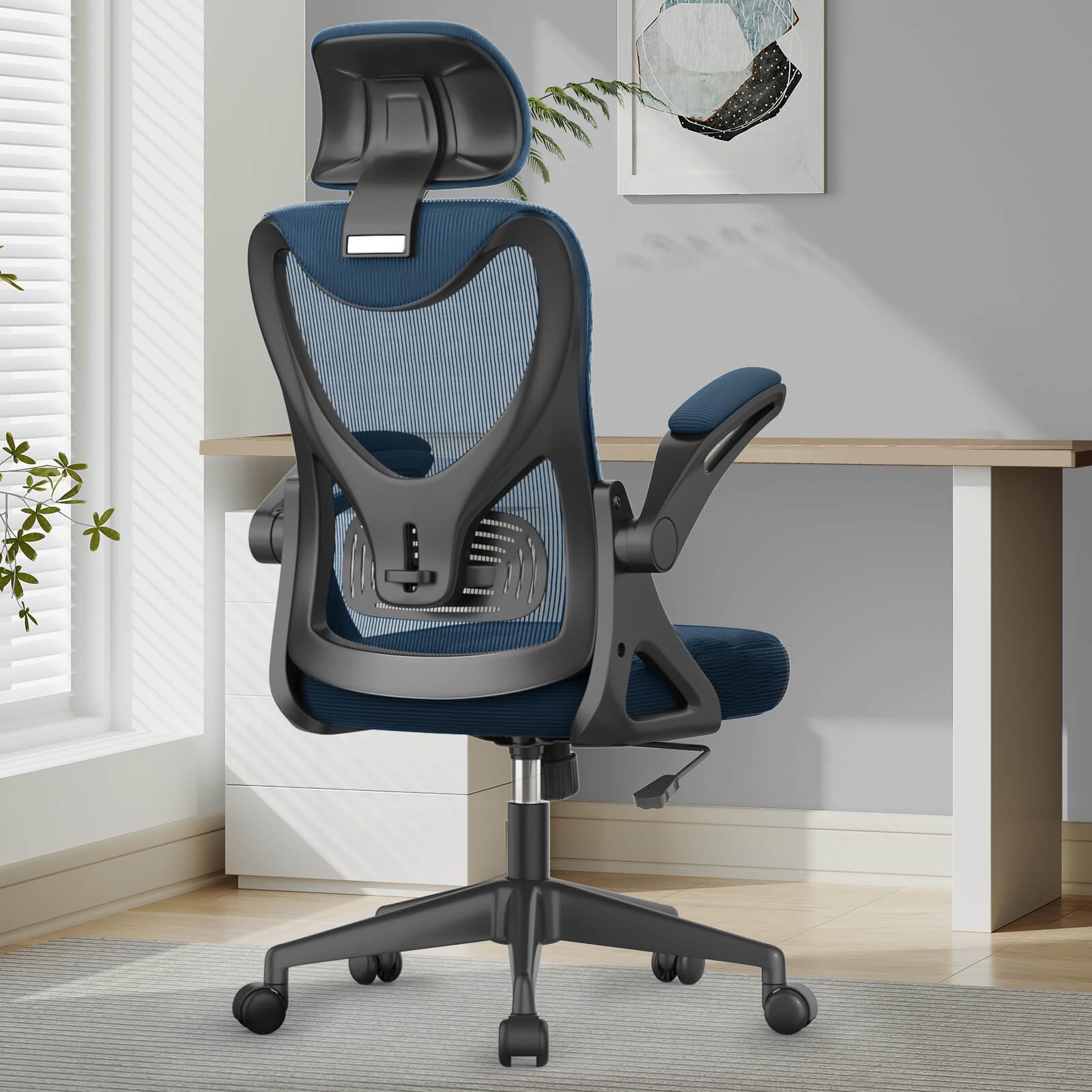 Office Chair - Ergonomic Desk Chair with Lumbar Support Headrest Adjustable, Padded Flip-up Armrests Comfy Seat Cushion High Back Executive Manager Chair For Home Office — image 1