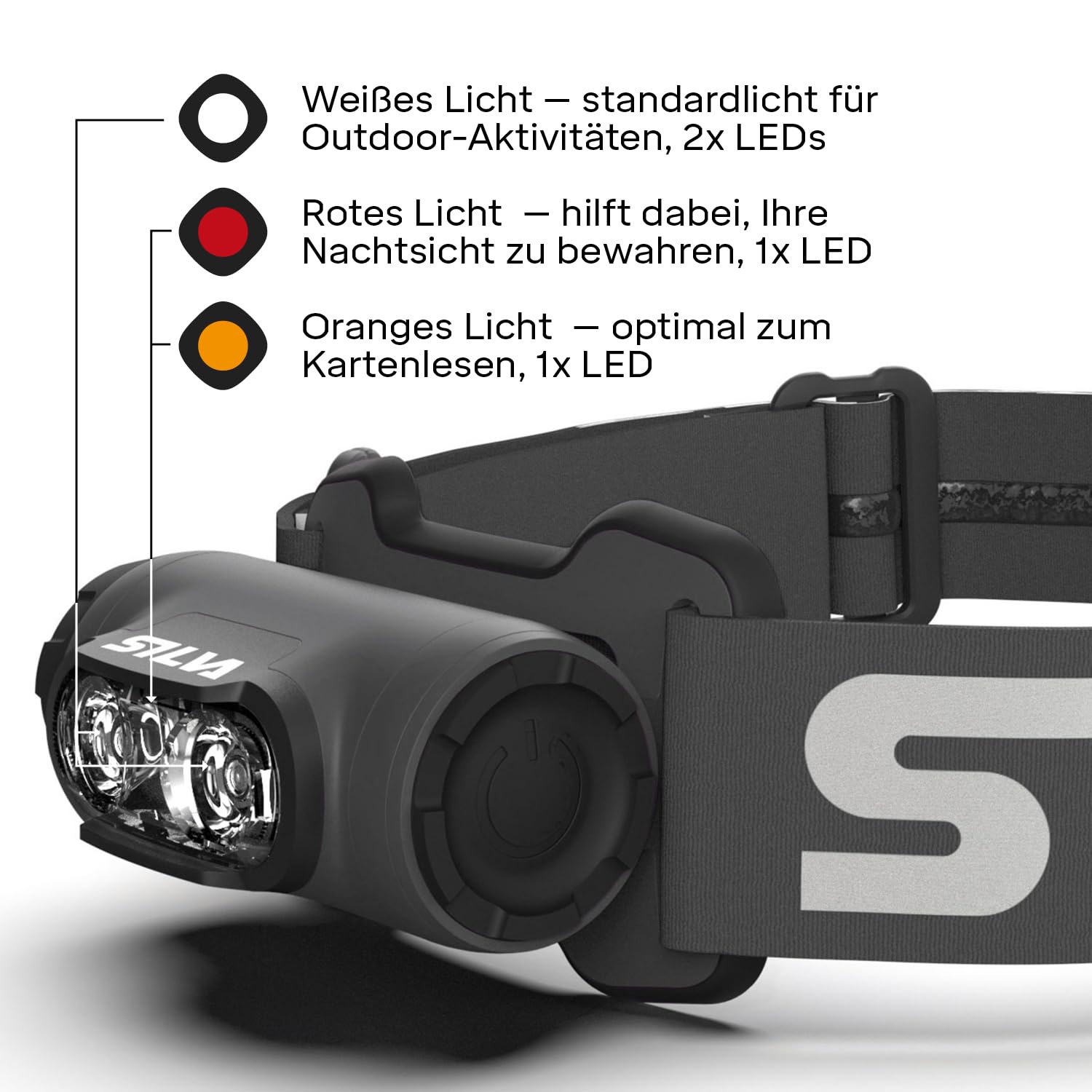 Silva Stirnlampe Aufladbar mit USB - Explore 4RC - 400 Lumen Stirnlampe Akku - 3 Helligkeitsstufen & 3 LED-Farben Kopflampe Rotlicht - Für Outdoor & Sport
