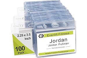 Fushing 100 Pack Clear Plastic Horizontal Name Badge Holders