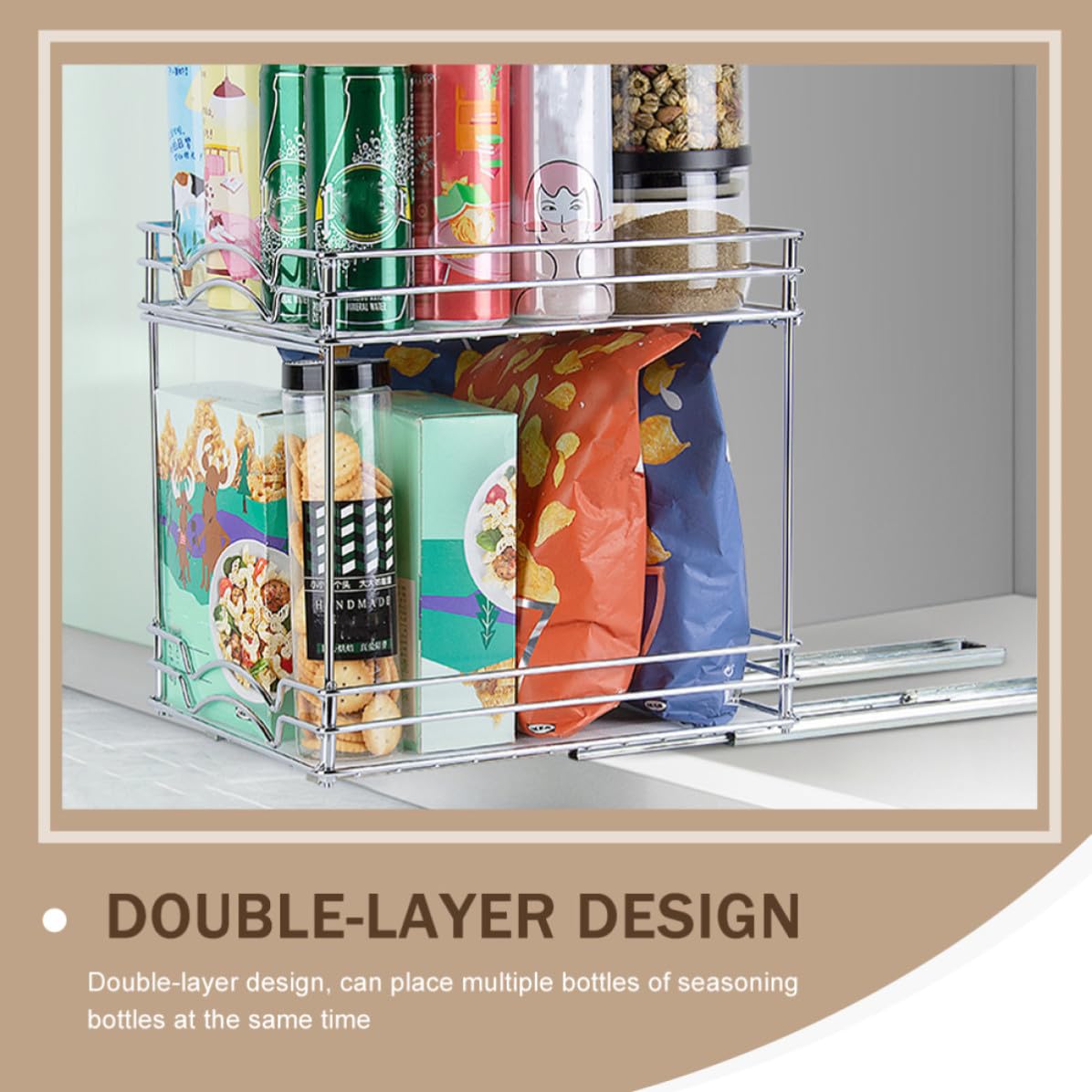 Estante Doble Soporte para Botellas de Condimentos para Especias de Cocina de Metal Diseño Vertical para Optimizar Espacio en Cocina Pequeña