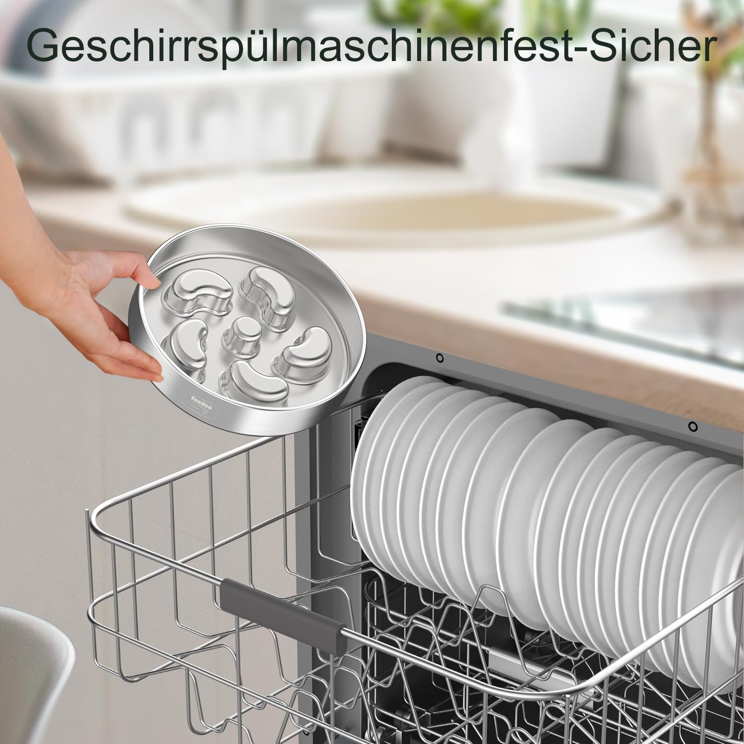 Anti Schling Napf Hund,Doppelwandig Lebensmittelechtes Edelstahl Hundenapf mit Rutschfester Silikonbasis,Labyrinth Antischlingnapf Hunde,für Kleine und Mittelgroße Hunde Katzen,480 ml