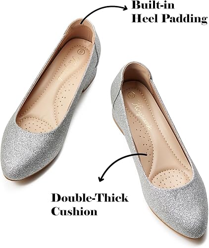 Miniatura 4 de hingswink Womens Black Silver White Pumps for Women 1.4 Inch Shoes for Women Low Heel Closed Toe Dress Shoes for Women Comfortable Dressy Low Heel