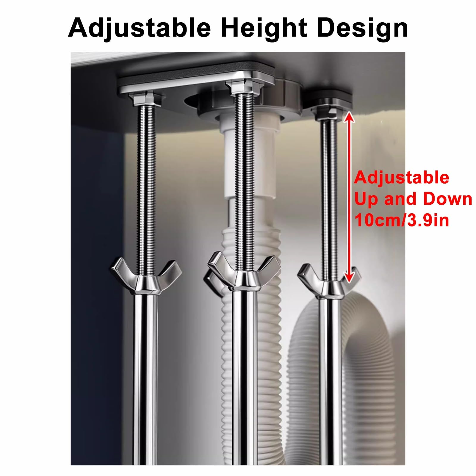 Sightday Lot de 2 Supports d'évier sous Plan, Supports de Montage sous Plan pour évier, en Acier Inoxydable et Pieds d'évier réglables, kit de système d'installation et de réparation pour évier de