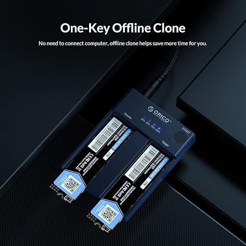 ORICO Carcasa M.2 NVME SSD de aluminio con función de clon sin conexión USB C 3.1 Gen2 10Gbps para llave M y llave MB NVME PCIe SSD lector de unidad