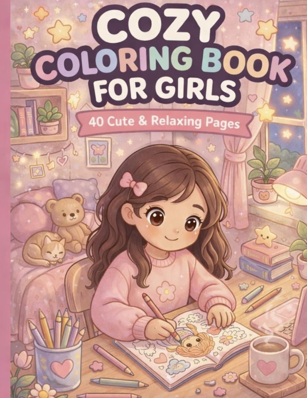 Cozy Coloring Book for Girls 40 Cute & Relaxing Coloring Pages for Kids: Kawaii Coloring Book with Cozy Scenes, Cute Animals & Relaxing Designs for Creativity and Fun