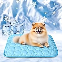 Upgraded Dog Cooling Mat for Small Pets - Washable Portable Foldable Non-Slip Pad, 24x20 Inch Blue, Indoor Outdoor Kennel Bed Sofa Car