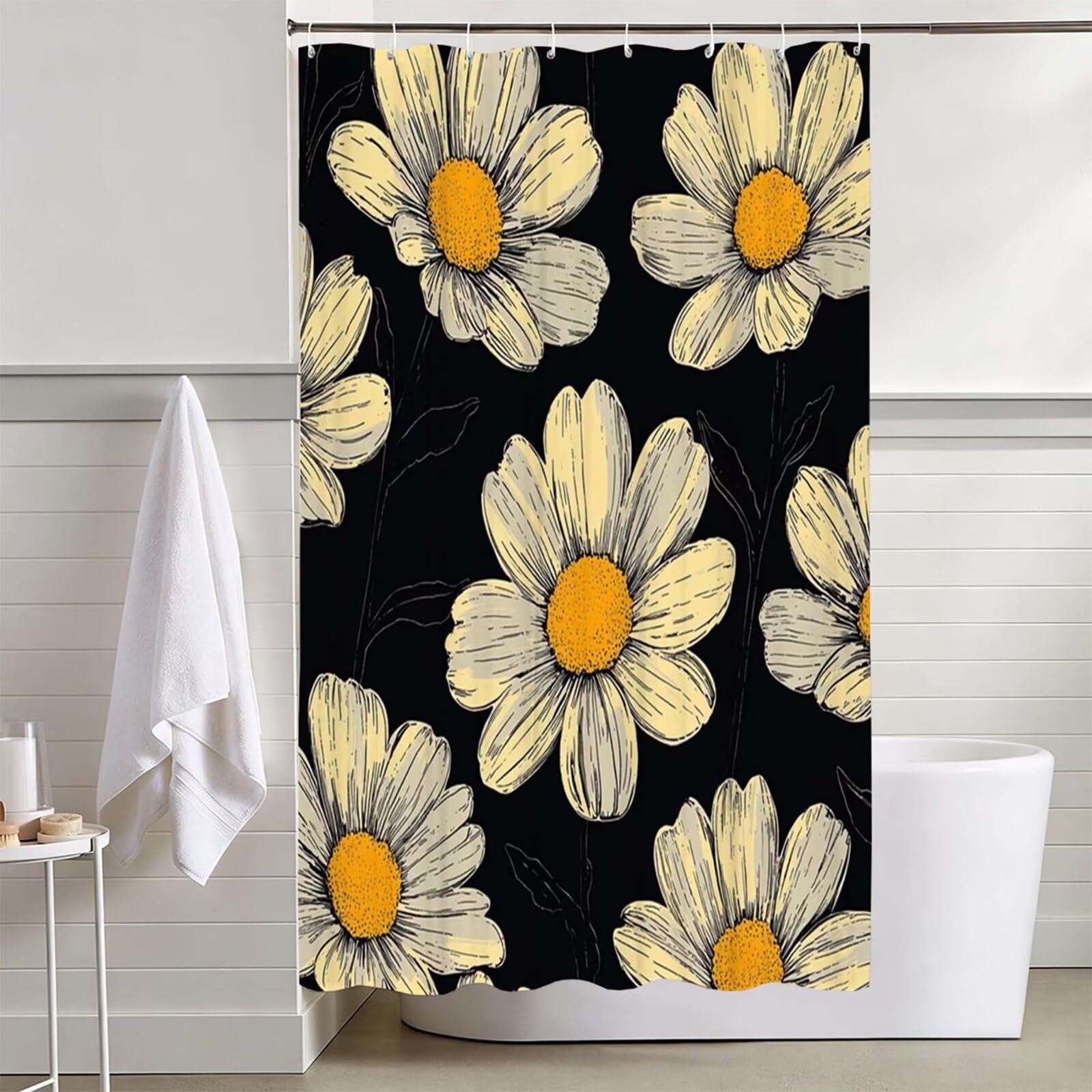 Rideau de Douche Noir, Rideau Douche 180x180cm L-87