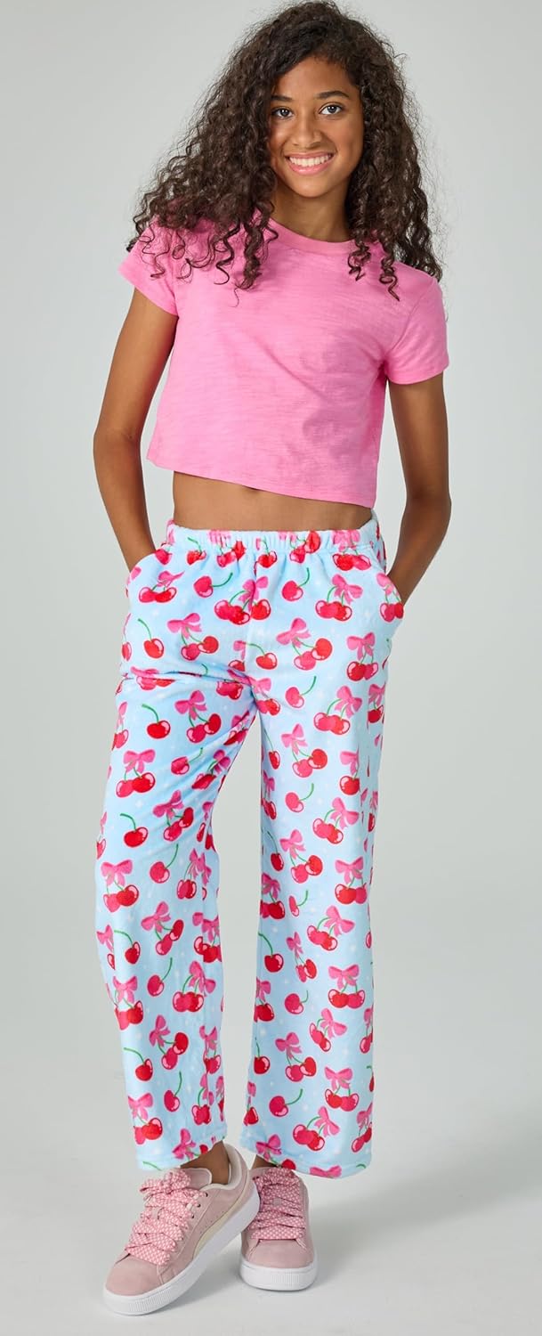 iscream Big Girls Silky Soft Plush Fleece Pants - Pretty in Print Collection - Image 2