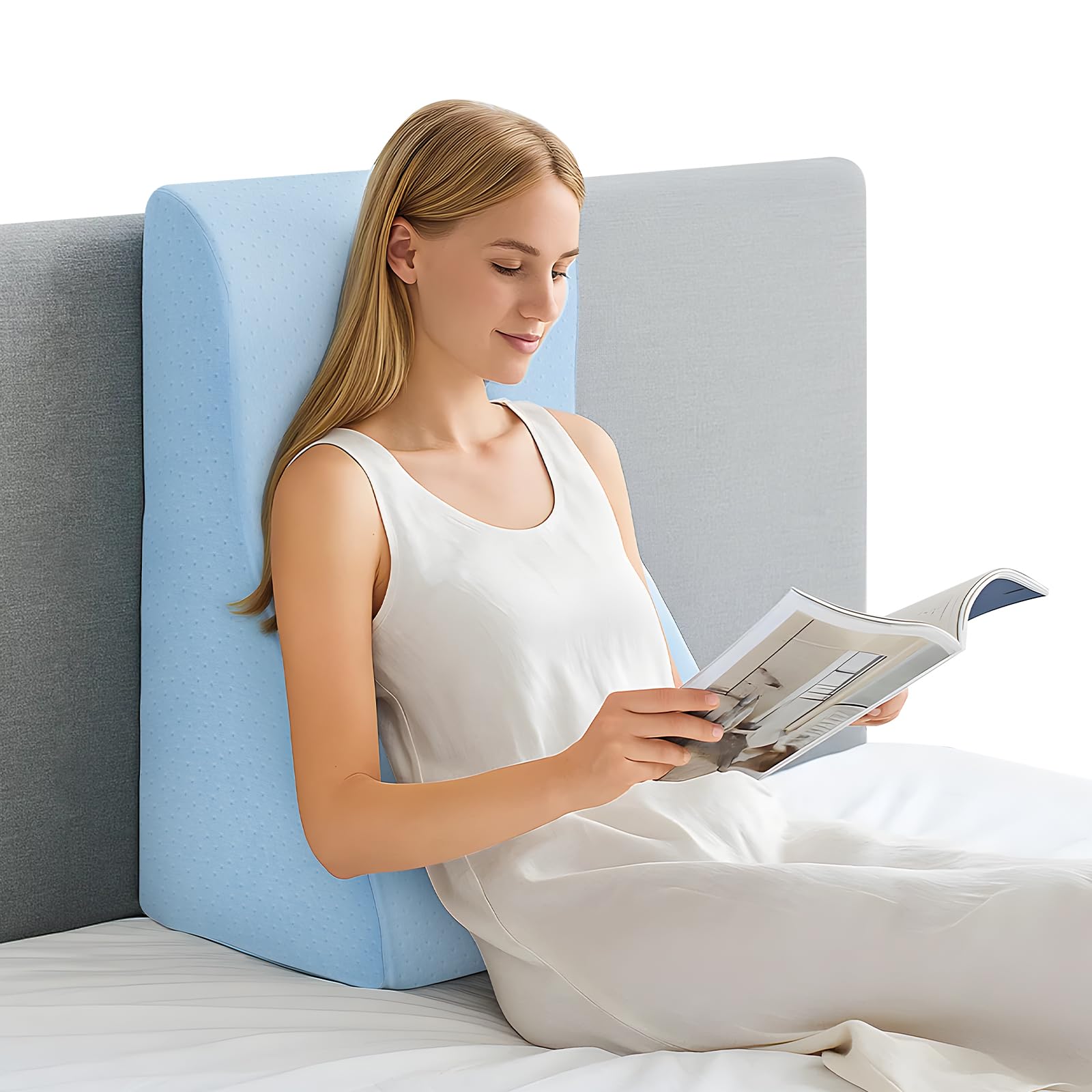 Youyijia Rückenkissen Lesekissen für Bett und Sofa Keilkissen Bett Lesekissen Ergonomisches Keilkissen Rückenkissen Sofa Bequemes Rückenkissens Zum Lesen Fernsehen Spielen & Entspannen (Blau)