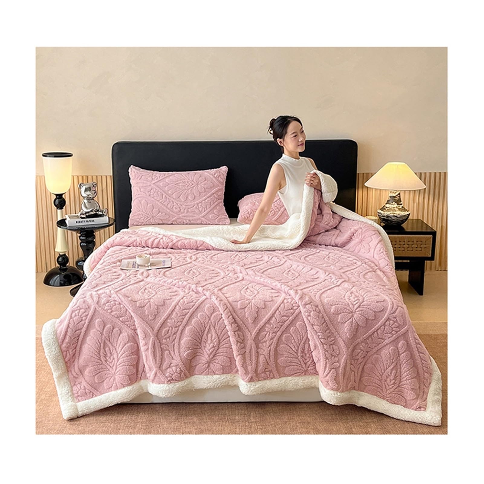 Lenzuolo sopra singolo matrimoniale king size super king in Flanella Tinta Unita per Letti 90cm 150cm 180cm 200cm (Color : Pink, Size : 200x230cm)