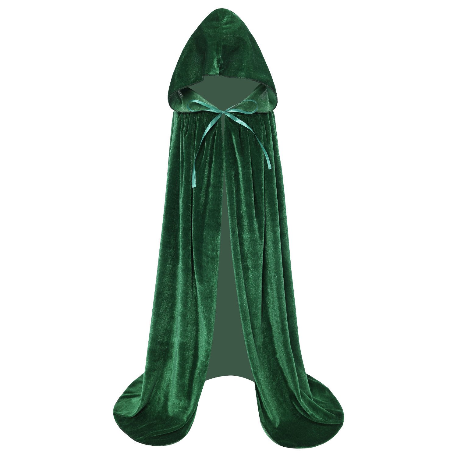 Makroyl Kids Velvet Hooded Cloak Cape Perfect for Halloween,Christmas,School Plays,Wizard,Elf,Fairy,Cosplay & Fancy Dress Costumes (Green, Small)