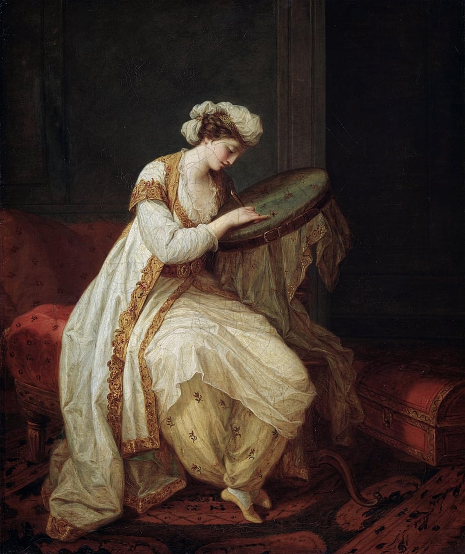 ARTXLXXBN Famous Print Painting Colorful Art Print a Turkish Woman by Angelica Kauffmann Canvas Art Decorations for Home Decor 60x90cm