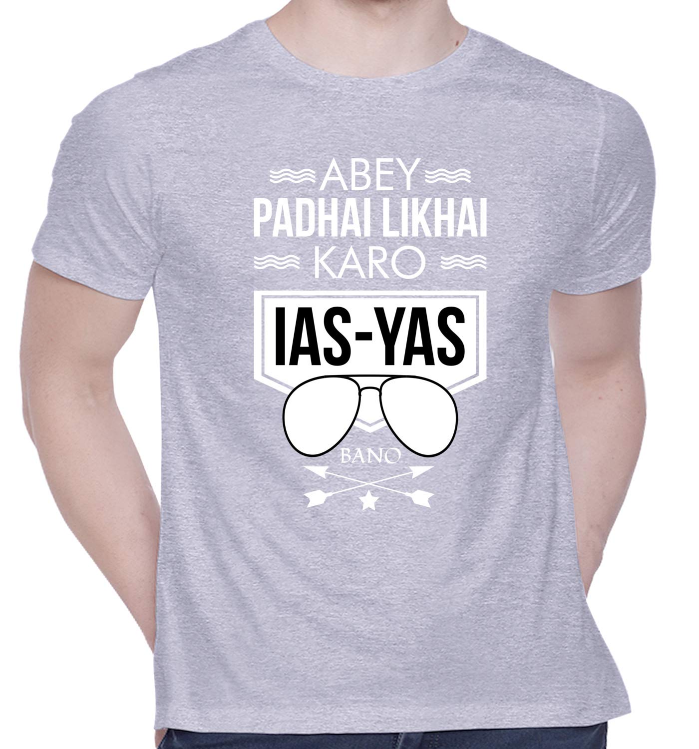 CreativiT Graphic Printed T-Shirt for Unisex Abey padhai likhai karo IAS-YAS Bano Tshirt | Casual Half Sleeve Round Neck T-Shirt | 100% Cotton | D00609-445