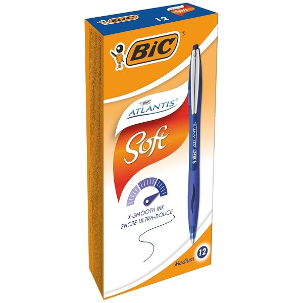 Bic Atlantis Premium - Penna 1.0 mm, Blu, Pacco da 12