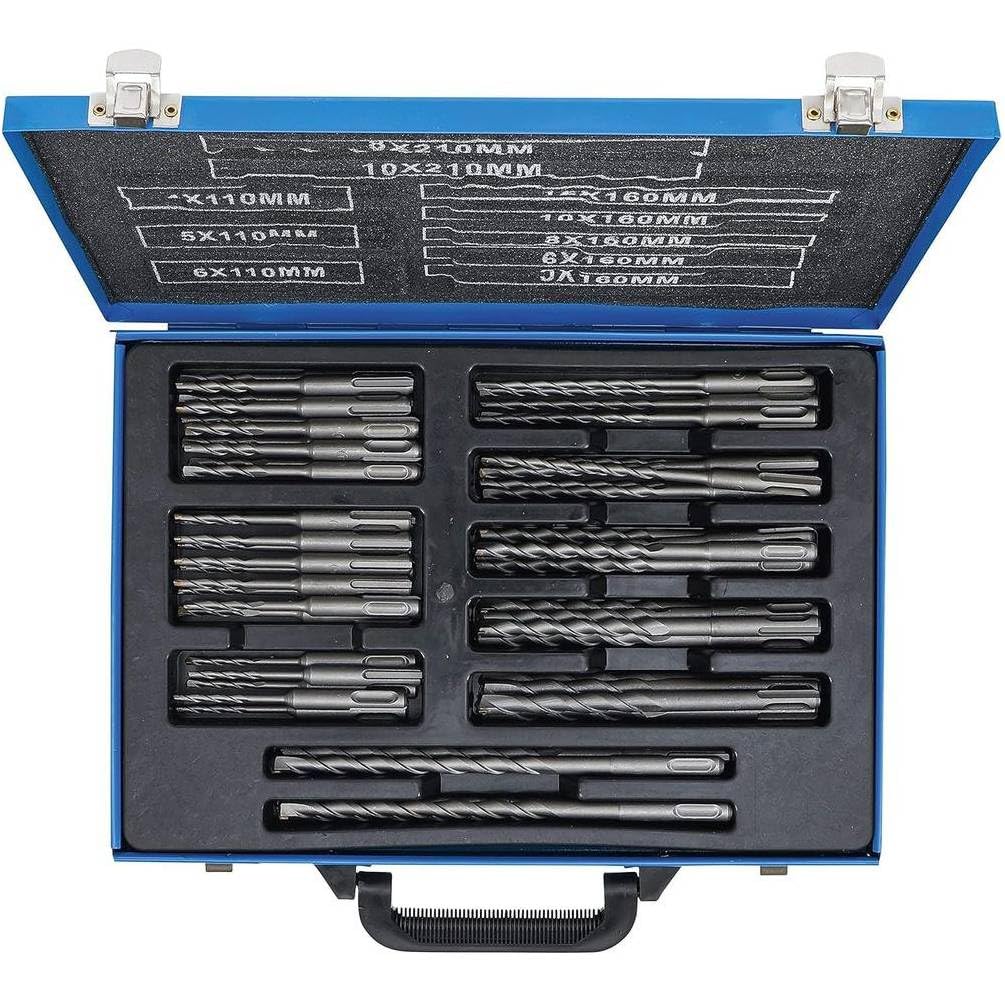 D-Work - Juego de brocas SDS (56 unidades, 4-12 mm, punta de metal duro, varilla SDS, taladrado preciso y duradero, acero