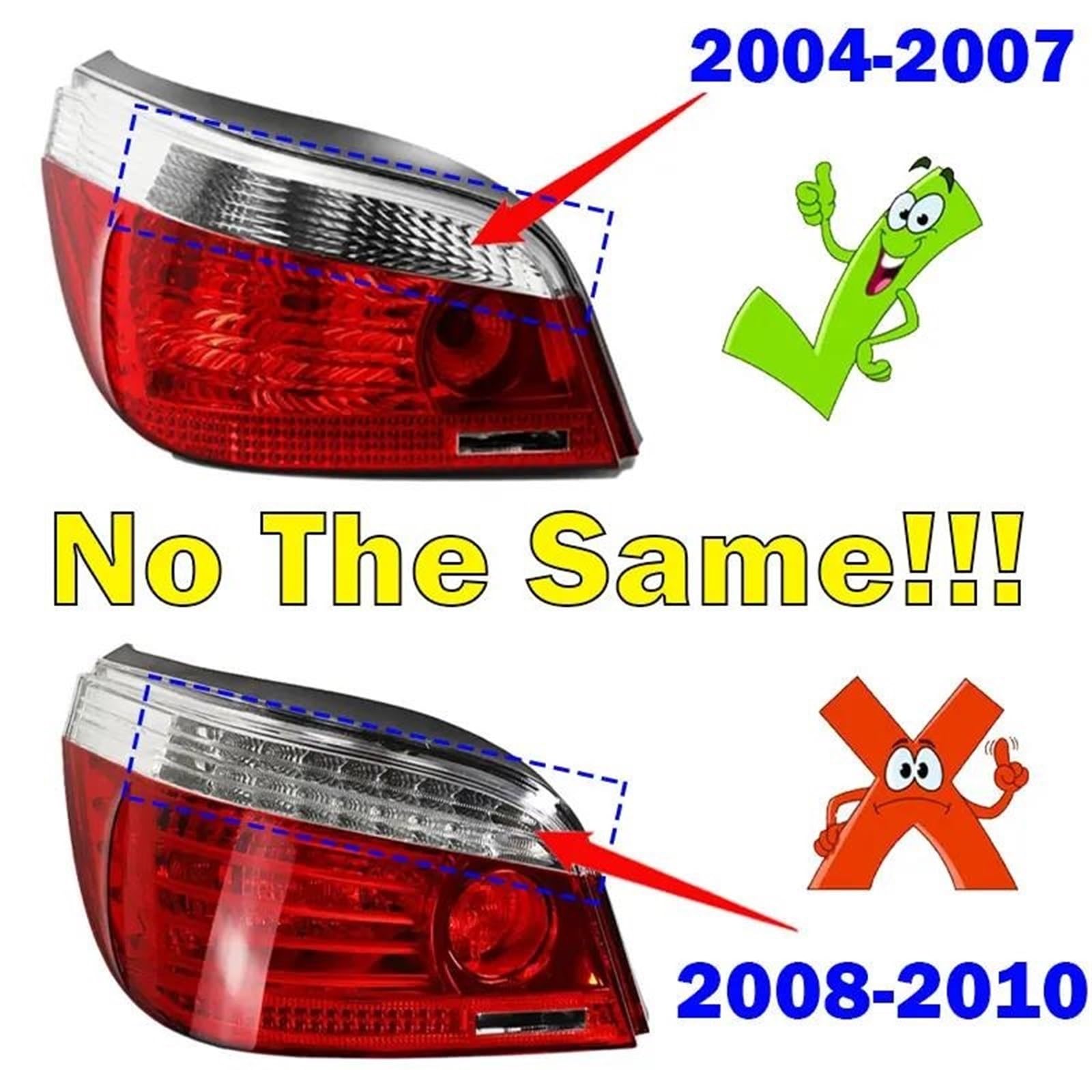 LED Piloto Trasero Para Serie 5 E60 2004-2007 Parachoques Trasero Luz De Freno Carcasa De Luces Traseras Laterales 63217165737 63217165738 Pilotos Traseros(Izquierda)