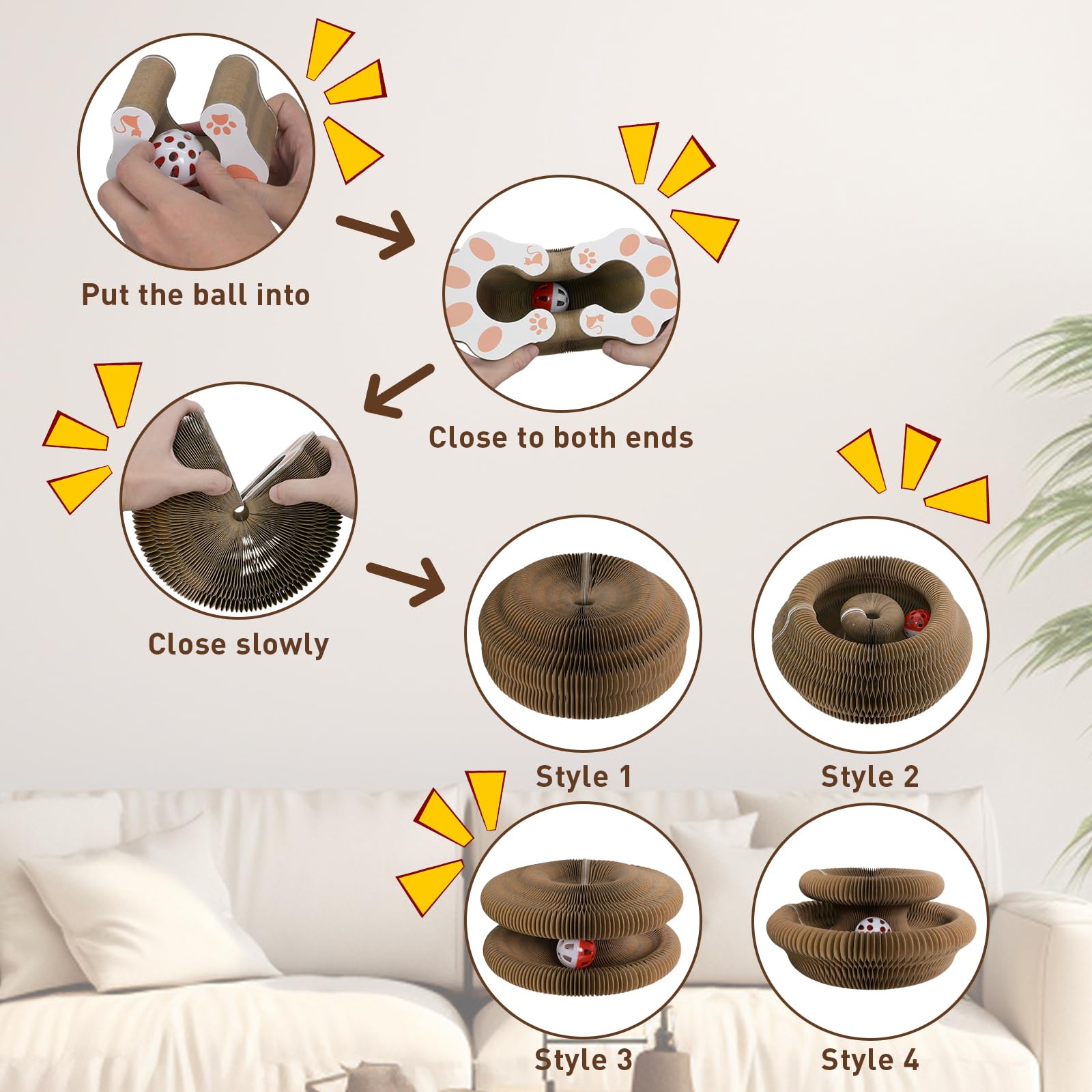 HivaolJoy Kitty Kurlz, Cat Toy Magic Organ Cat Scratching Board, Reversible Infinity Interactive Cat Toys Cardboard Kitten Scratcher Pads for Indoor Cats(2PCS)