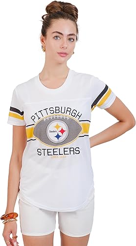 Miniatura 15 de Ultra Game Women's NFL Official Soft Mesh Varsity Stripe T-Shirt Blanco