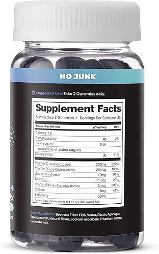 Miniatura 7 de Tonic Health Gomitas de inmunidad para niños, suplemento de salud con vitaminas C, D y zinc, sabor a bayas silvestres, 60 unidades