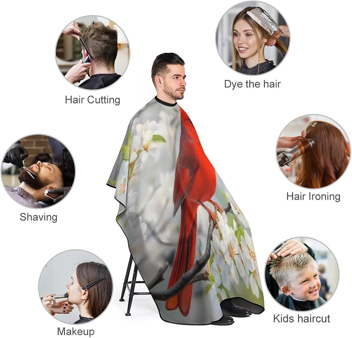 Cardinal Bird Barber Cape Professional Hair Cutting Apron Hairdresser Cape for Men Women