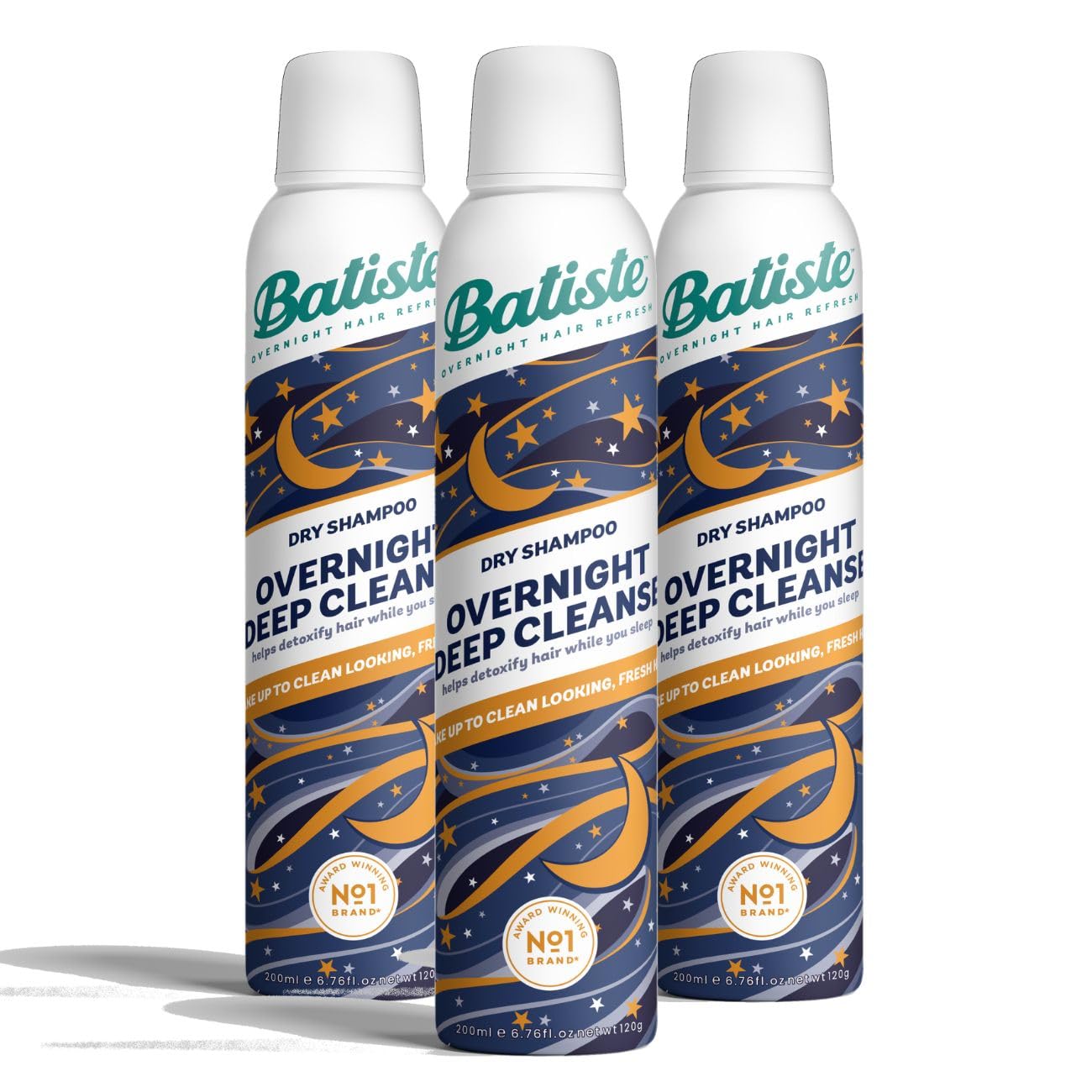 Batiste Overnight Deep Cleanse 200ml - Leave-In Deep Cleansing Dry Shampoo for Overnight Use - Absorbs Oil for Clean Looking Fresh Hair Overnight (Pack of 3)