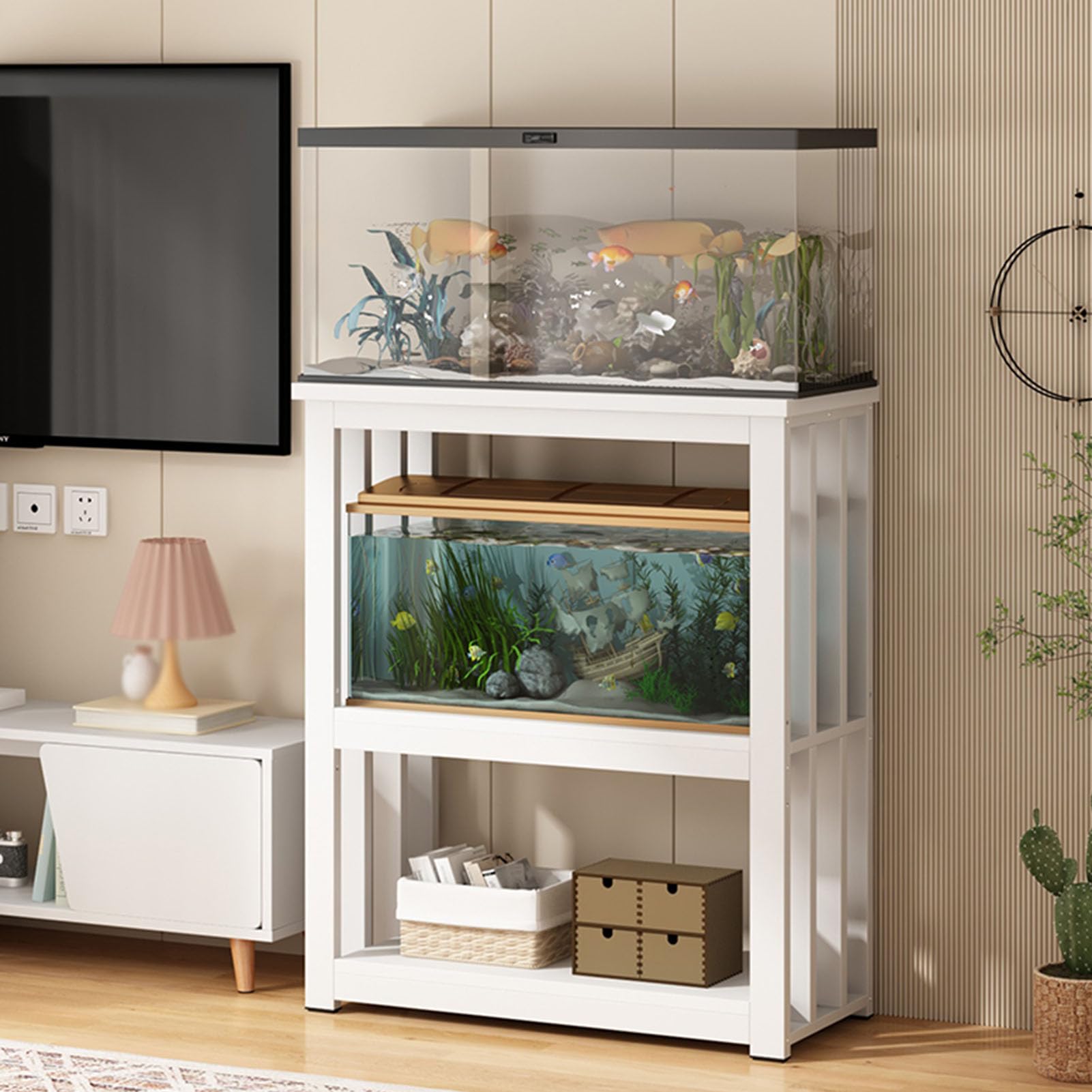 Étagère à trois niveaux pour enclos de reptile et aquarium de salon
