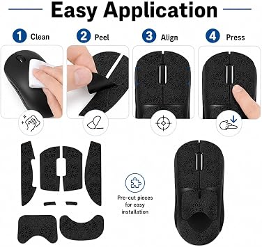 Mouse Grip Tape Compatible with Logitech G Pro Wireless & G Pro X Superlight 2, Anti-Slip Sweat-Absorbent Ultra-Thin Mouse Grip Stickers, Full Coverage Gaming Mouse Grip (Black)
